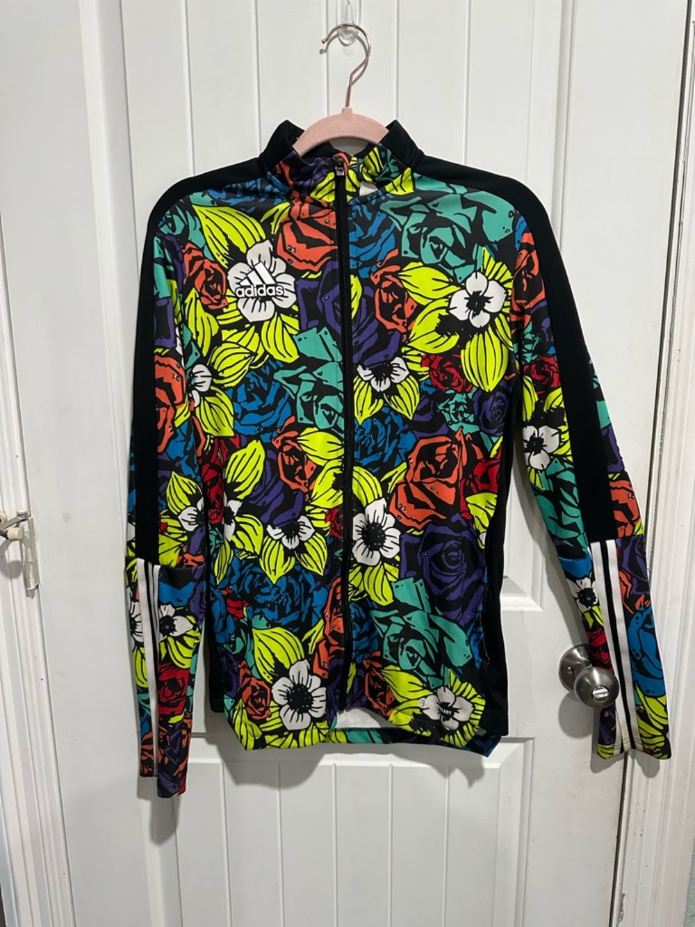 adidas Multicolor Floral Bomber Jacket with Black Accents